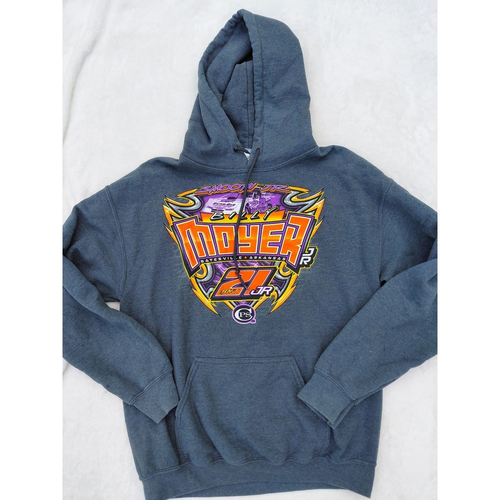 Gildan Billy Moyer Jr 21JR Racing Hoodie Mens Medium Gray Smooth Jr Dirt Track
